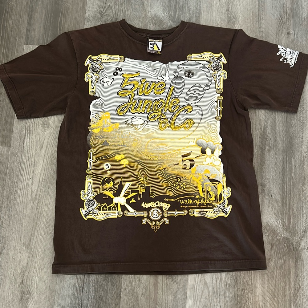Brown T Shirt Size XL by 5ive Jungle Excellent Condition